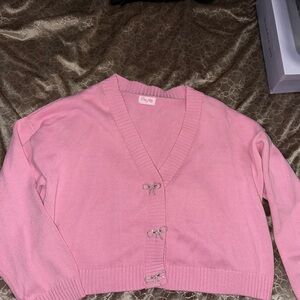 Pink Cardigan Sweater with bows